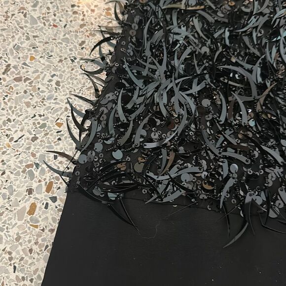 Theory black crescent beaded sequin mini cocktail dress 4 - Picture 9 of 9